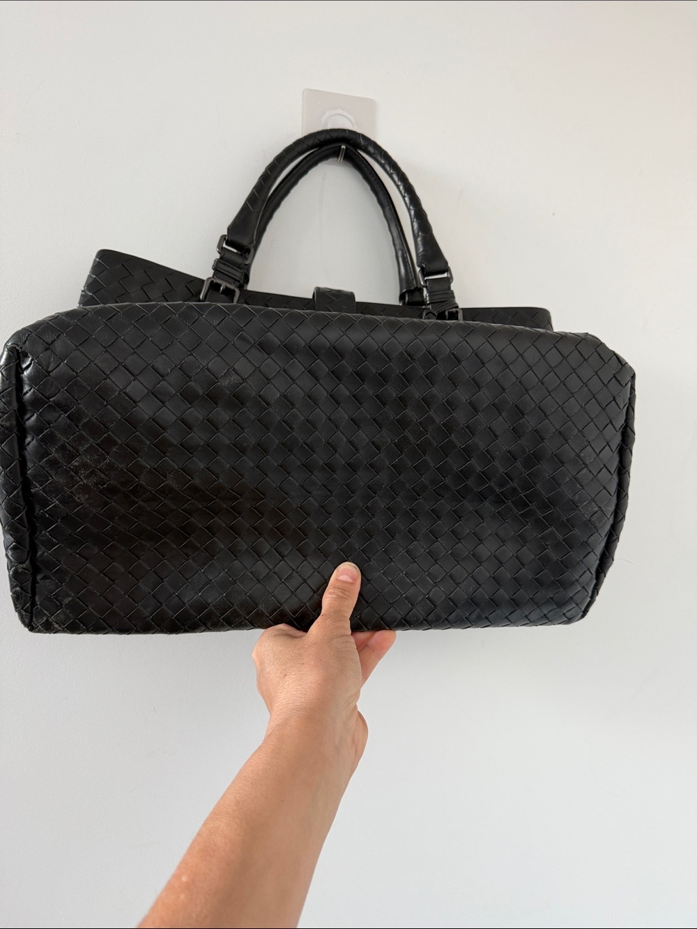 BOTTEGA VENETA Vintage Intrecciato Woven Leather Tote Bag Black - Picture 4 of 13